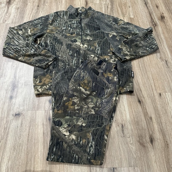 Browning Camo Men's Genesis Fleece 3/4 Zip Jacket And Pants Set Camouflage Sz L